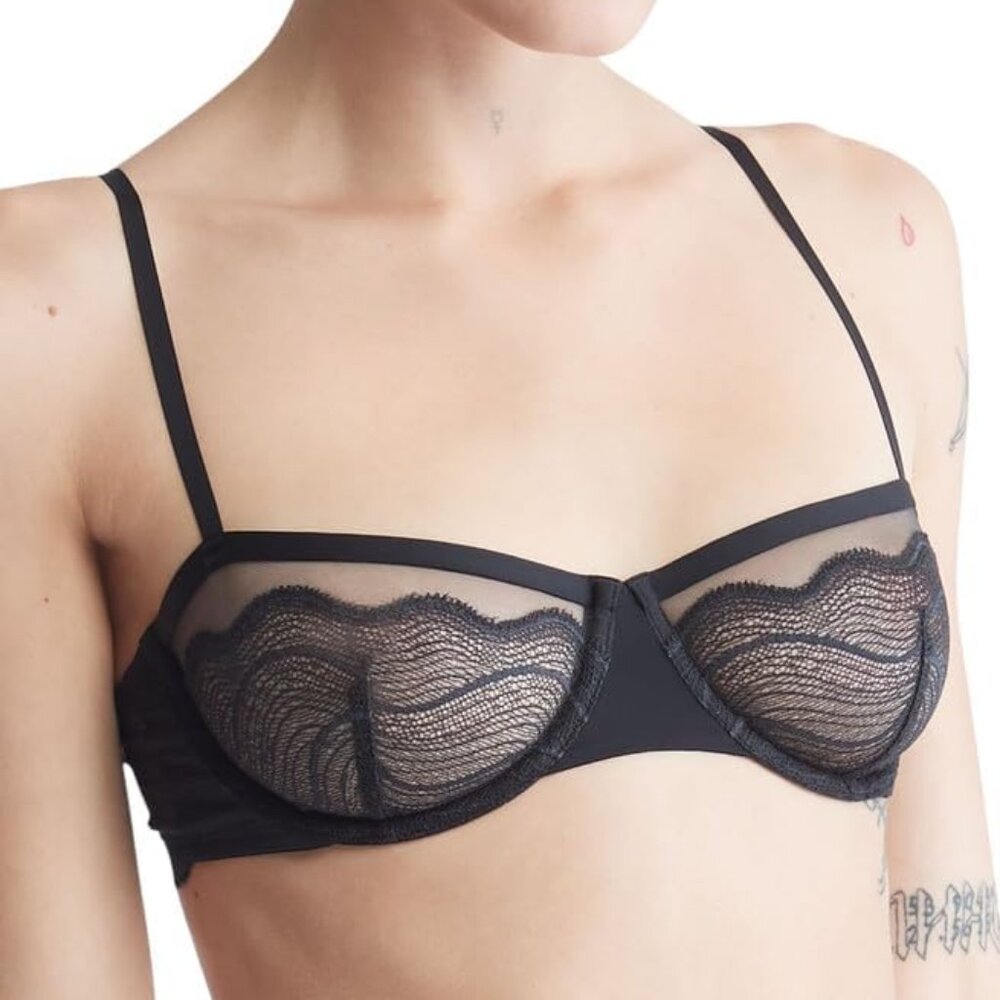 Calvin Klein Unlined Graphic Lace Balconette Bra 34C NWT MSRP $54